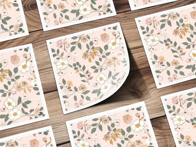 Dusty Pink Modern Wildflower Seamless Digital