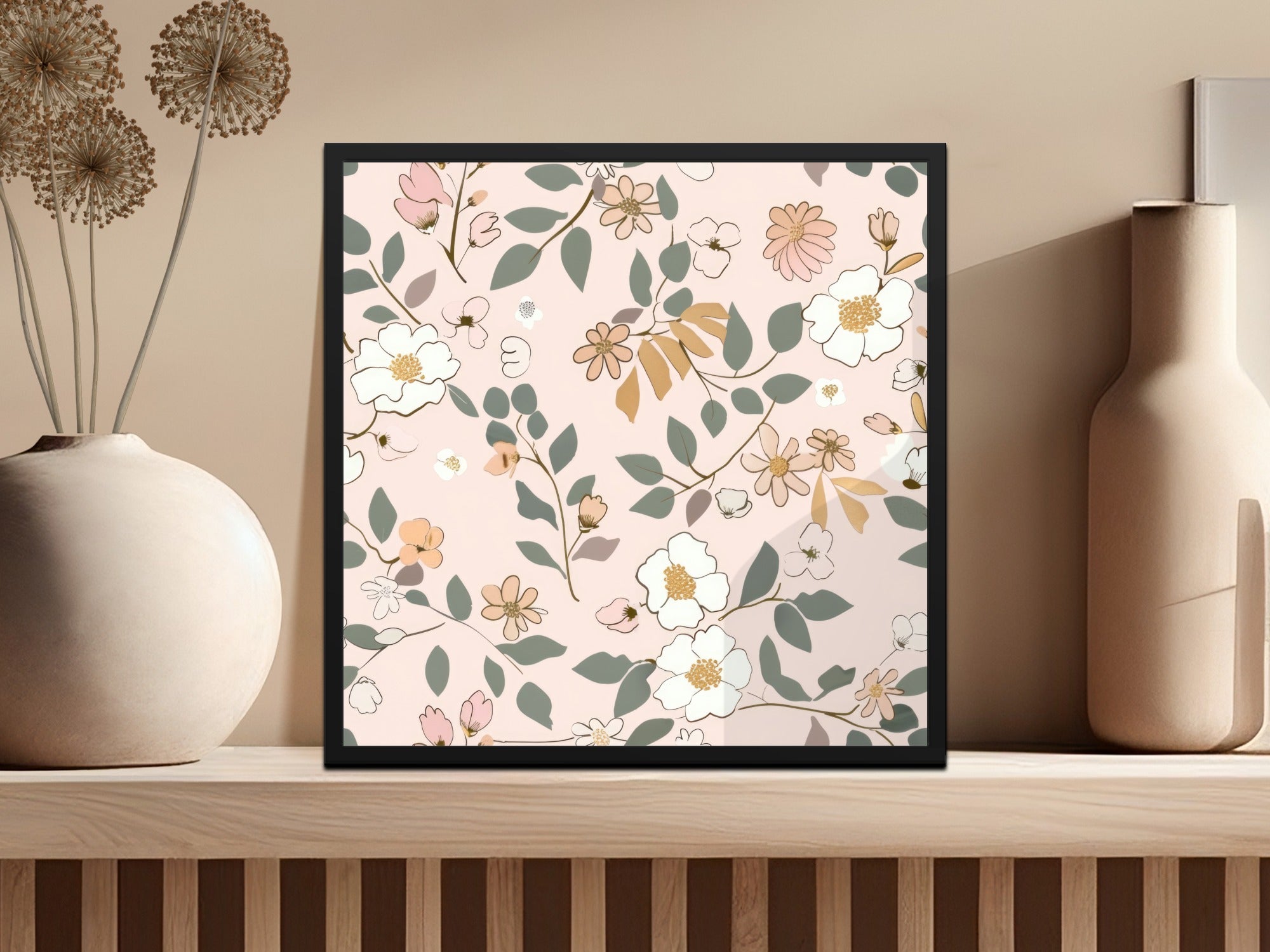 Dusty Pink Modern Wildflower Seamless Digital