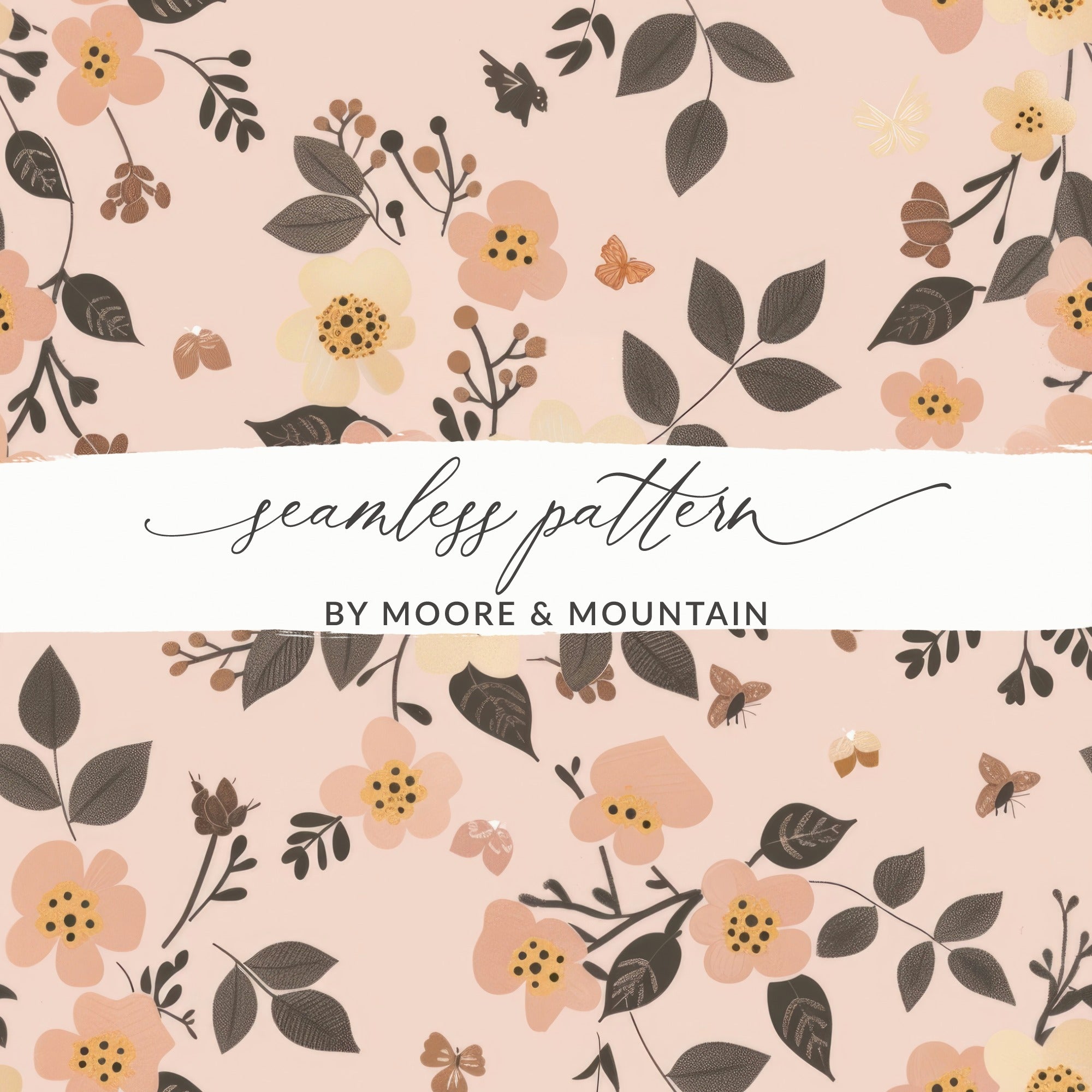 Dusty Pink Modern Wildflower Seamless Pastel Wildflowers