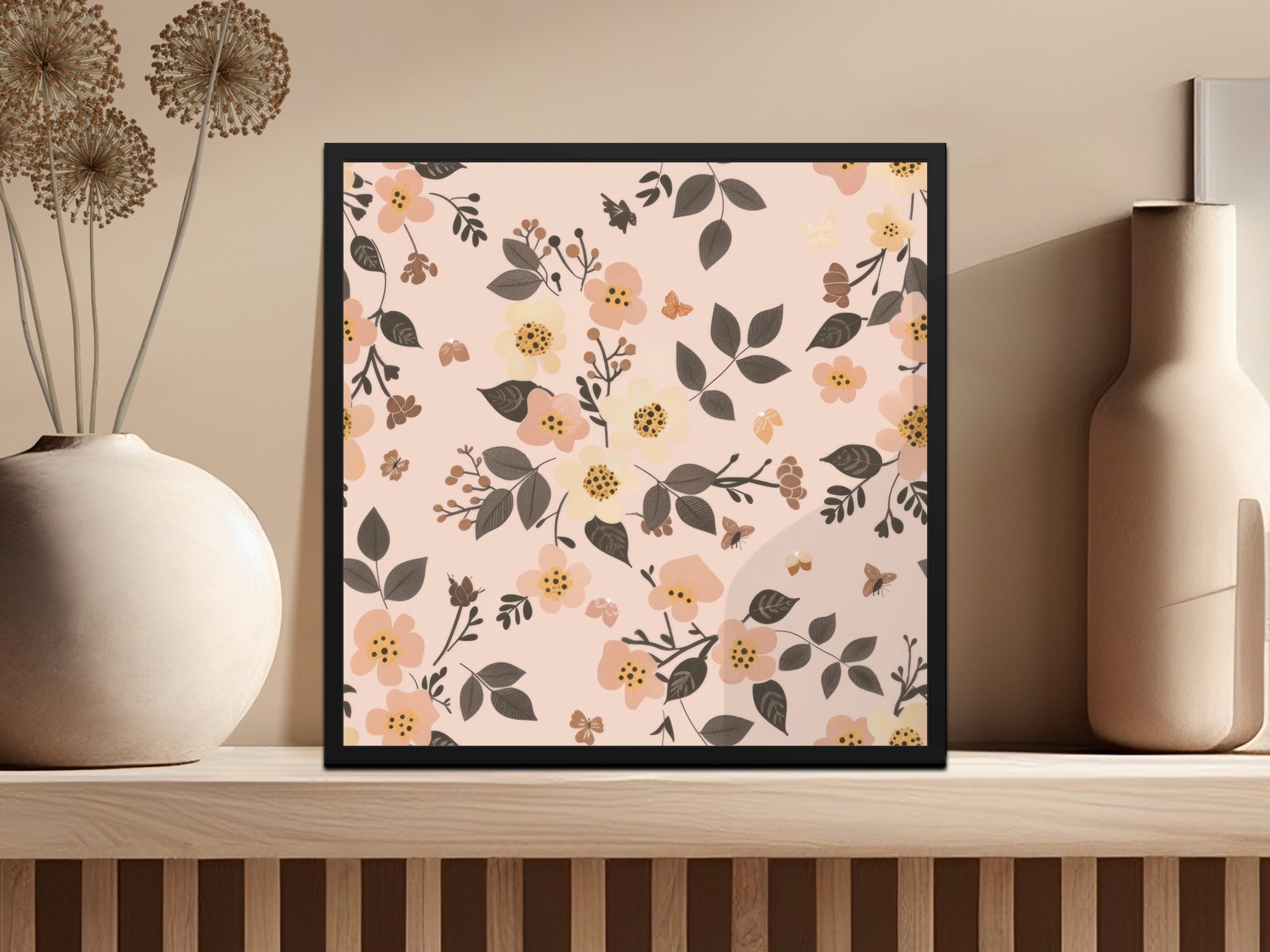 Dusty Pink Modern Wildflower Seamless Pastel Wildflowers