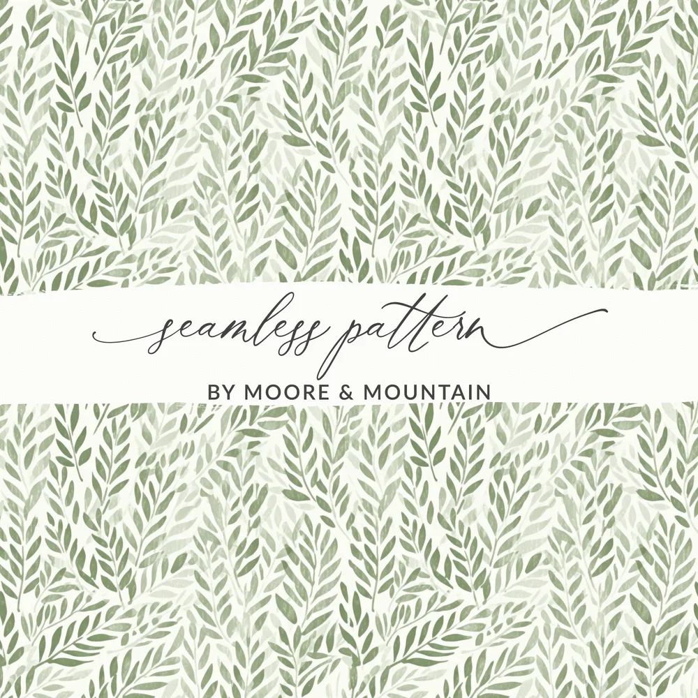 Earthy Green Botanical Repeat Soft Sage Leaf Print