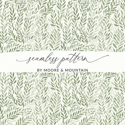 Earthy Green Botanical Repeat Soft Sage Leaf Print