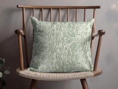 Earthy Green Botanical Repeat Soft Sage Leaf Print