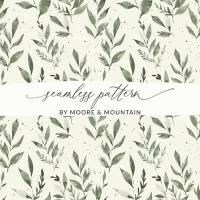 Earthy Green Surface Design Organic Leaf Seamless Pattern