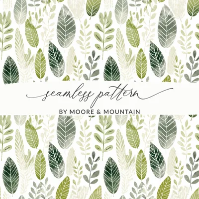 Earthy Green Tonal Abstract Leaf Seamless Repeat Pattern