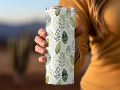 Earthy Green Tonal Abstract Leaf Seamless Repeat Pattern