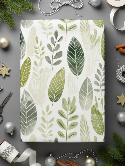Earthy Green Tonal Abstract Leaf Seamless Repeat Pattern