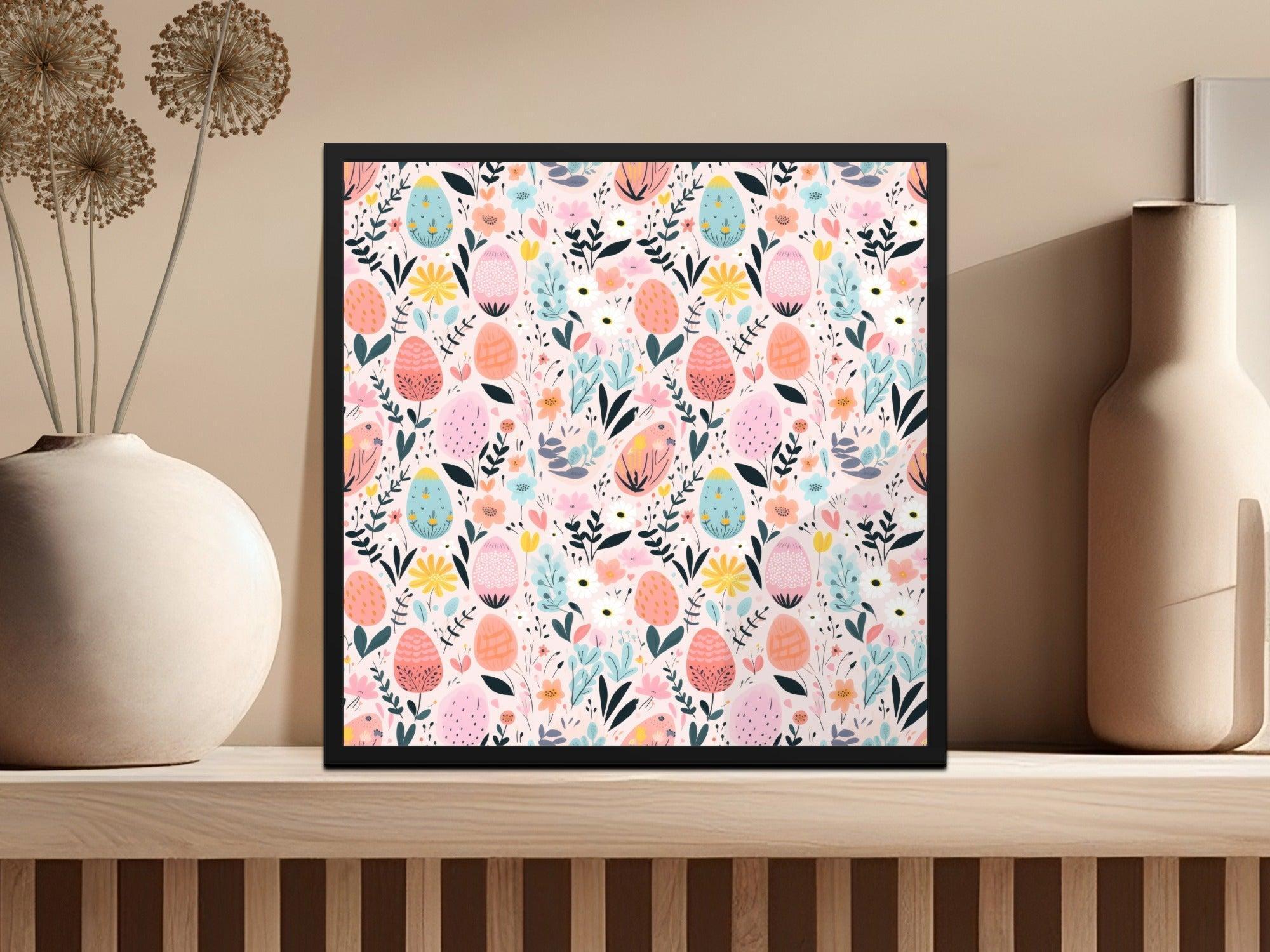 Easter Egg Floral Digital Paper, Spring Seamless Pattern, Pastel Flower Print, Scrapbook Paper Pack, Fabric Design, Digital Download
