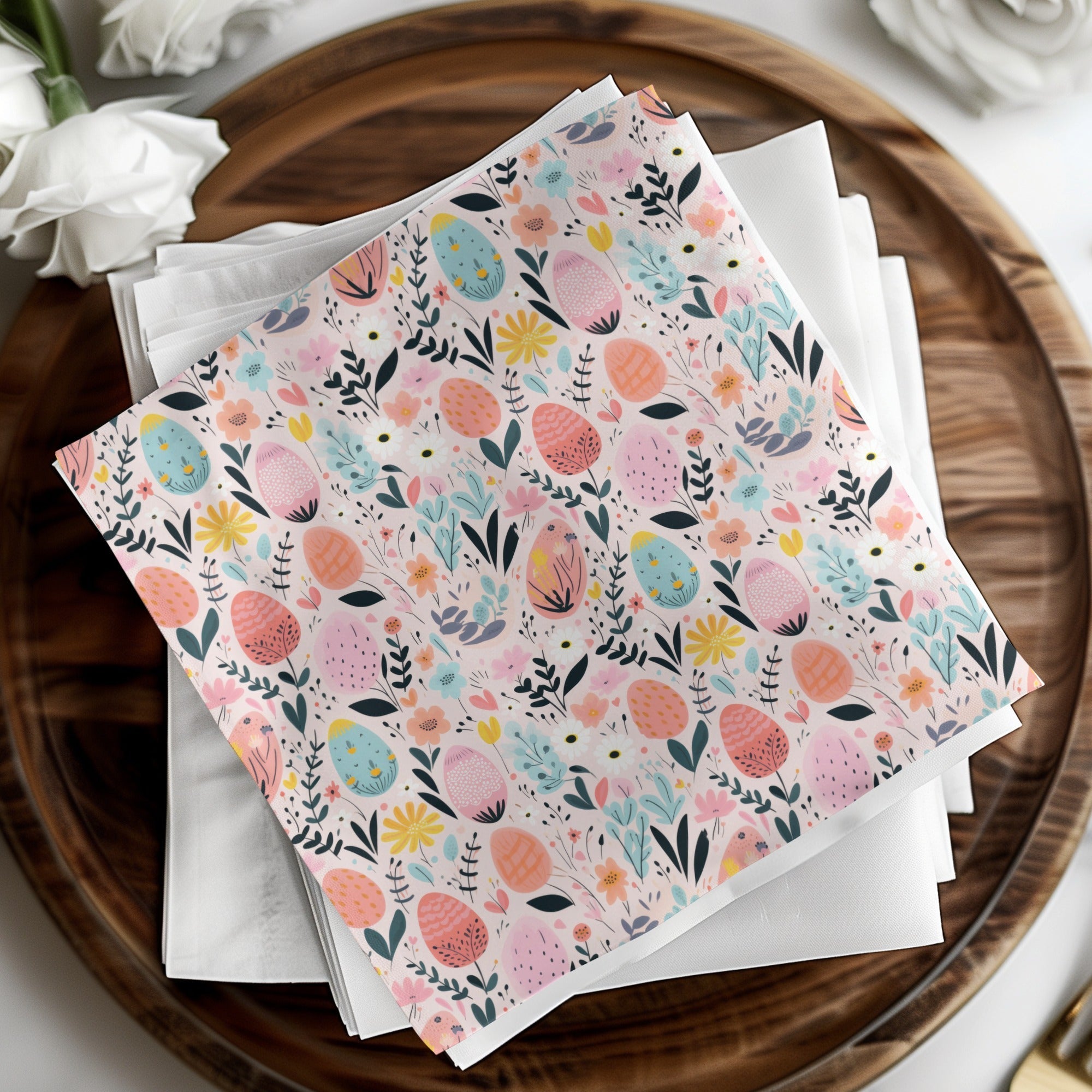Easter Egg Floral Digital Paper, Spring Seamless Pattern, Pastel Flower Print, Scrapbook Paper Pack, Fabric Design, Digital Download