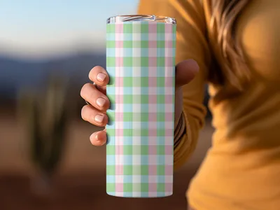 Easter Plaid Pink Green Light Blue Checkered Pattern