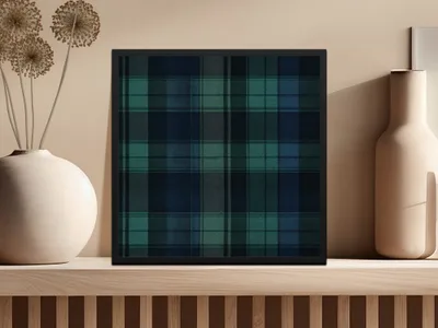 Elegant Black and Green Tartan Seamless Pattern Design Digital
