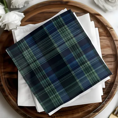 Elegant Blue and Green Interwoven Scottish Tartan Background