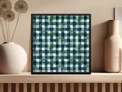 Elegant Blue Green Watercolor Checkered Background Digital
