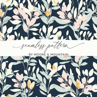 Elegant Digital Artwork: Dark Floral Pattern - Sophisticated Botanical Print