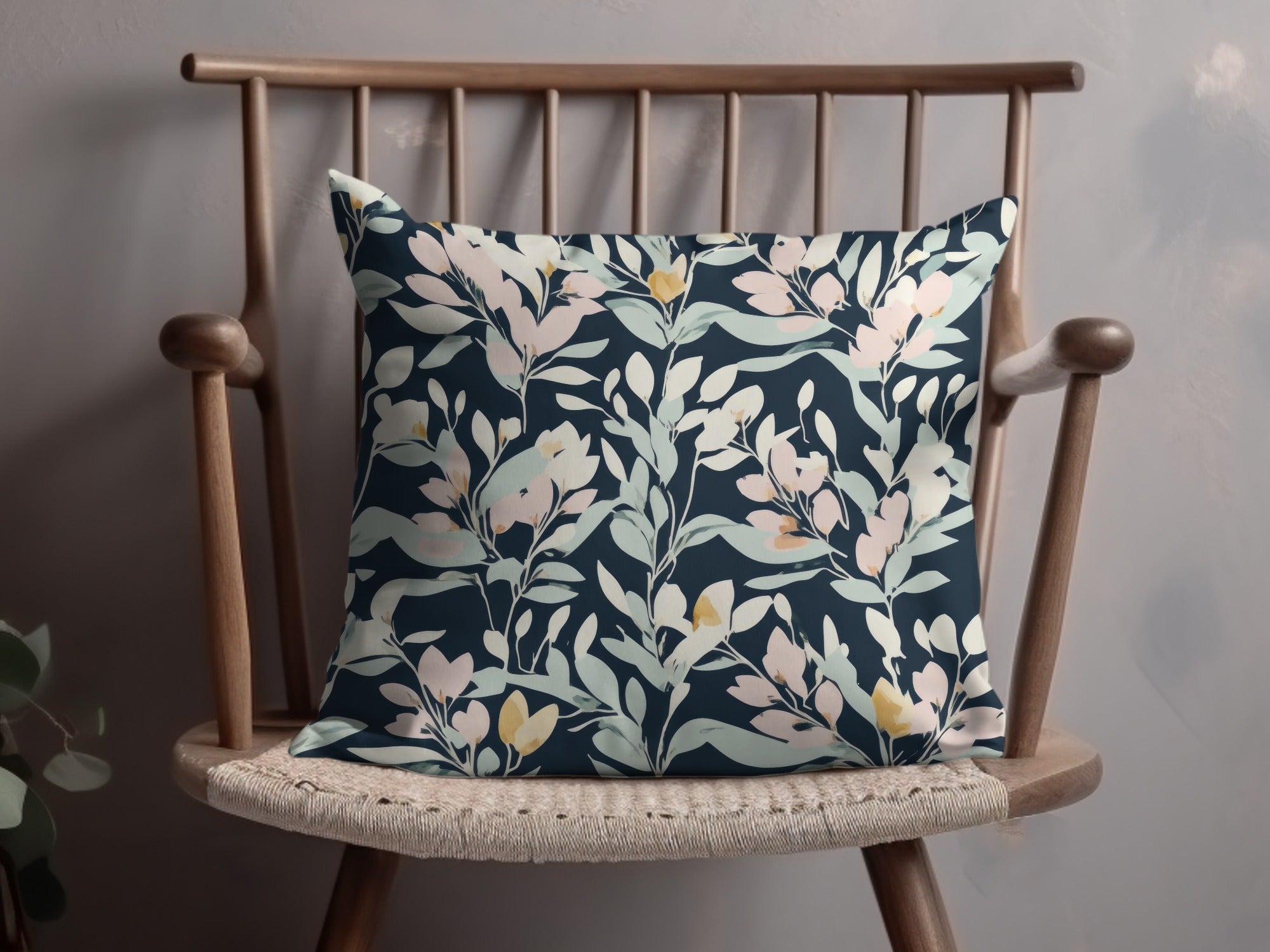 Elegant Digital Artwork: Dark Floral Pattern - Sophisticated Botanical Print