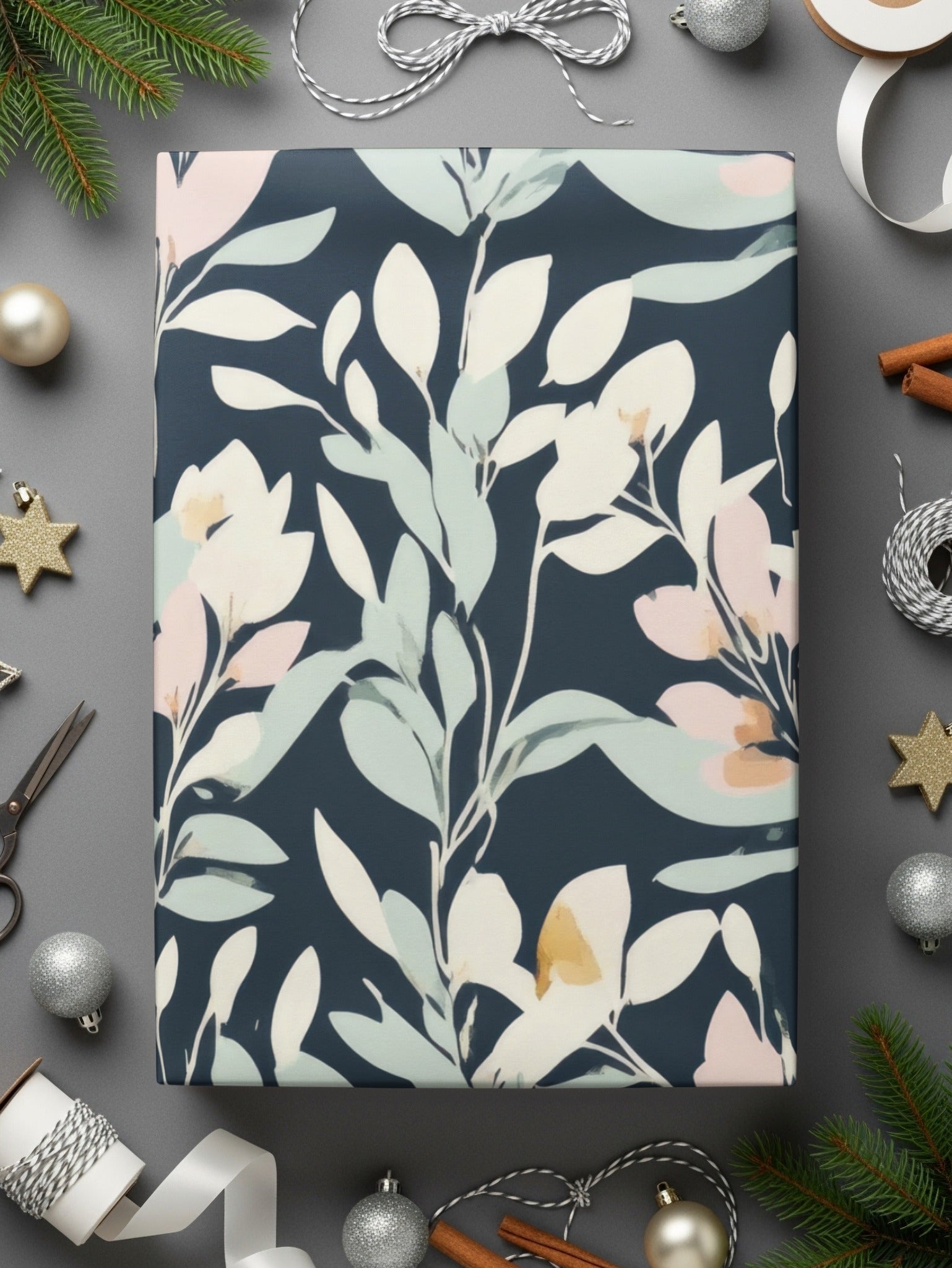 Elegant Digital Artwork: Dark Floral Pattern - Sophisticated Botanical Print