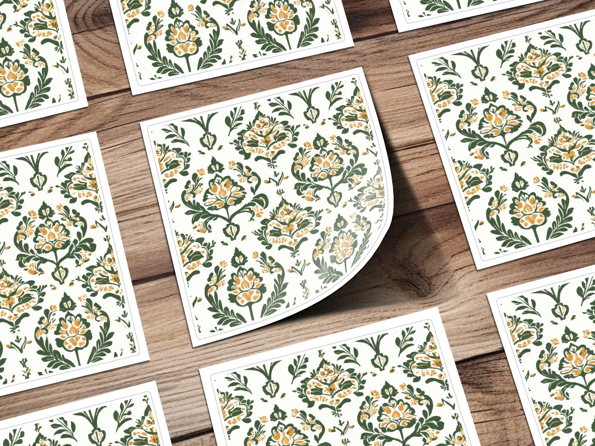 Elegant Floral Green and Mustard Seamless Pattern Design