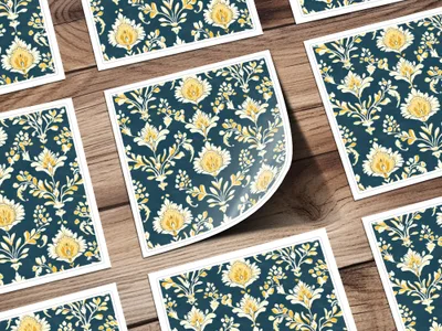Elegant Floral Pattern with Dark Blue Ground Seamless Pattern