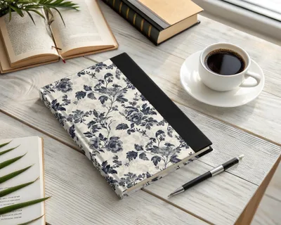 Elegant Floral Pattern with Vines and Leaves Digital Chinoiserie
