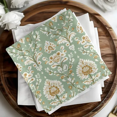 Elegant Floral Repeat Green Field Seamless Pattern Digital Art Nouveau