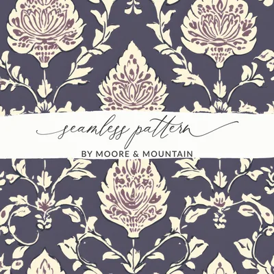 Elegant Floral Seamless Indian Pattern Dark Blue Design