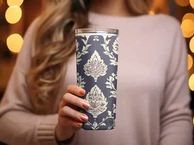 Elegant Floral Seamless Indian Pattern Dark Blue Design