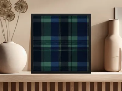 Elegant Seamless Navy Blue Tartan Fashionable Fabric
