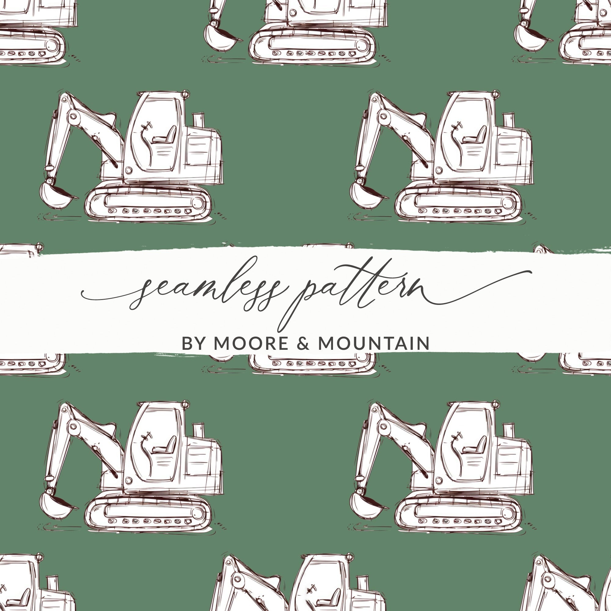 Excavator Pattern Digital Paper, Construction Vehicles Background, Digger Truck Repeat Pattern, Seamless Tileable Texture, Scrapbooking