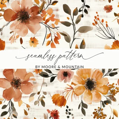 Fall Seamless, Seamless Autumn, Rust Colored, Brown, Vintage Fall, Sublimation Design, Surface Pattern Design, For Commercial Use, Digital