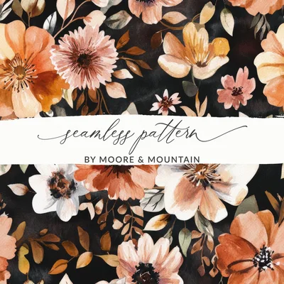 Fall Seamless, Vintage Fall, Brown, Rust Colored, Wildflower Field, Surface Pattern Design, Seamless Allover Pattern Download