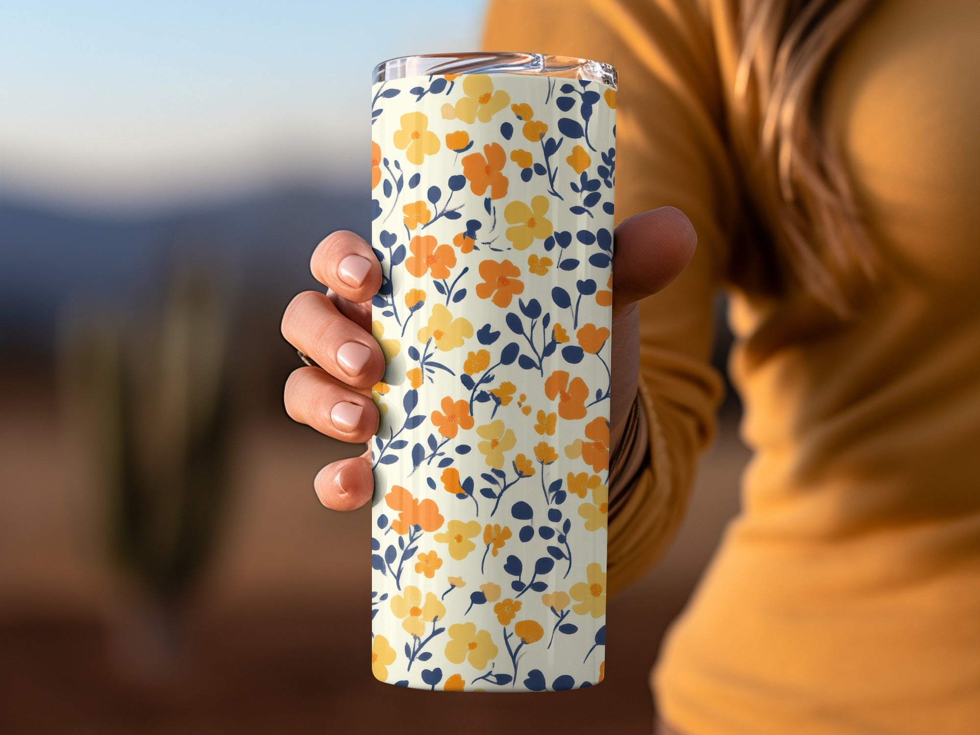 Fall Vibrant Ditsy Floral Pattern with Rustic Details Digital
