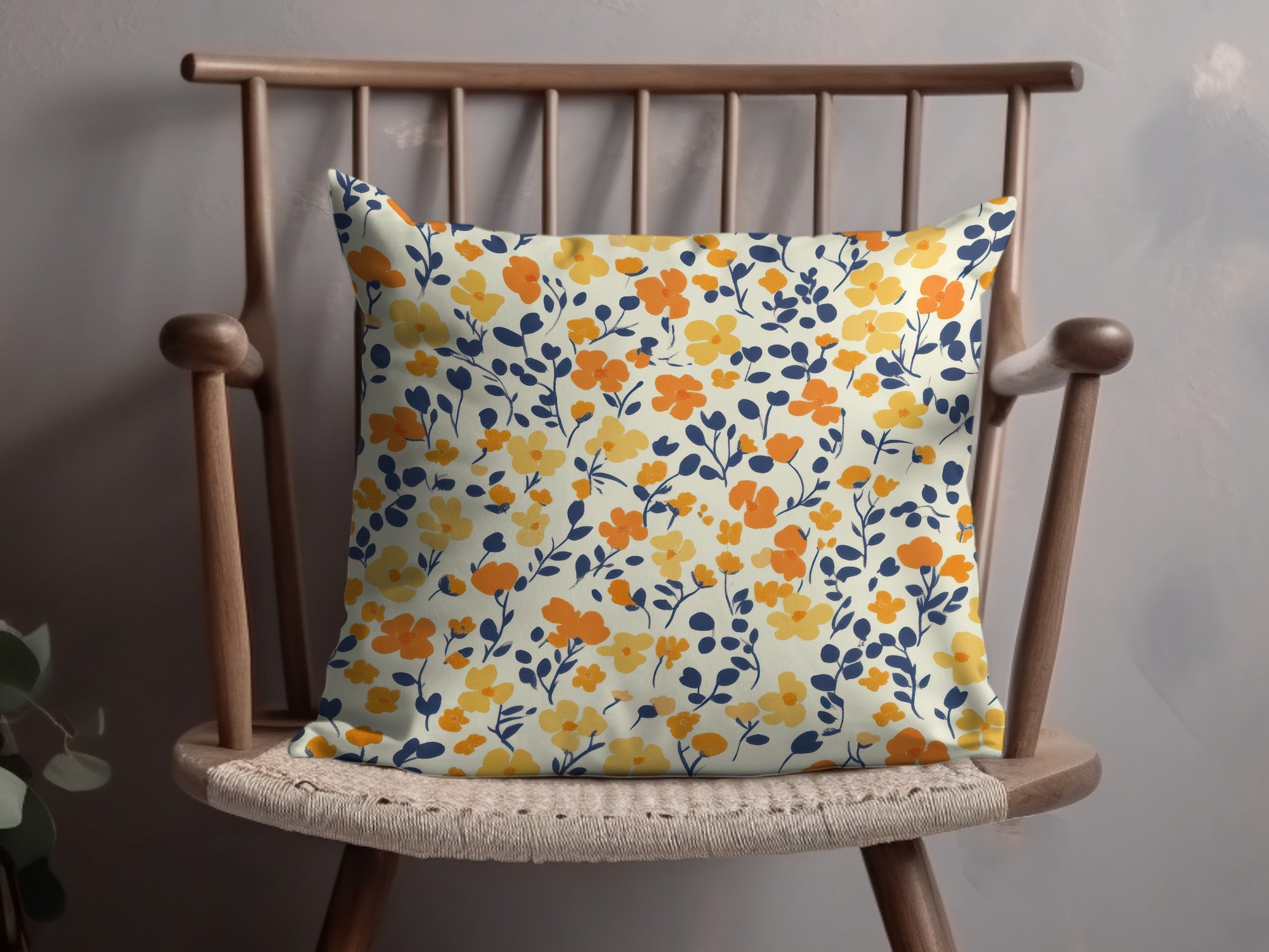 Fall Vibrant Ditsy Floral Pattern with Rustic Details Digital