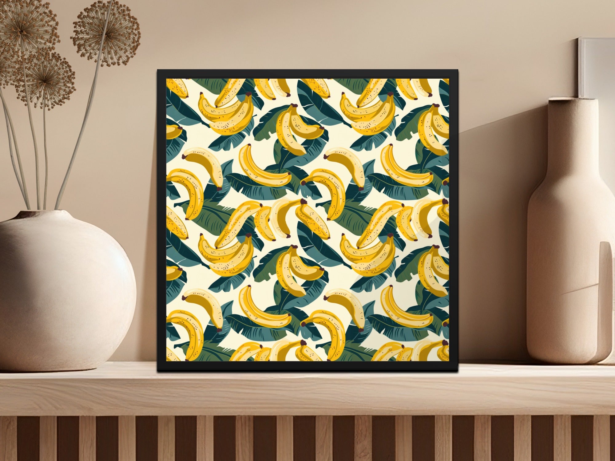 Feminine Banana Leaves Fruity Seamless Pattern Commercial Use