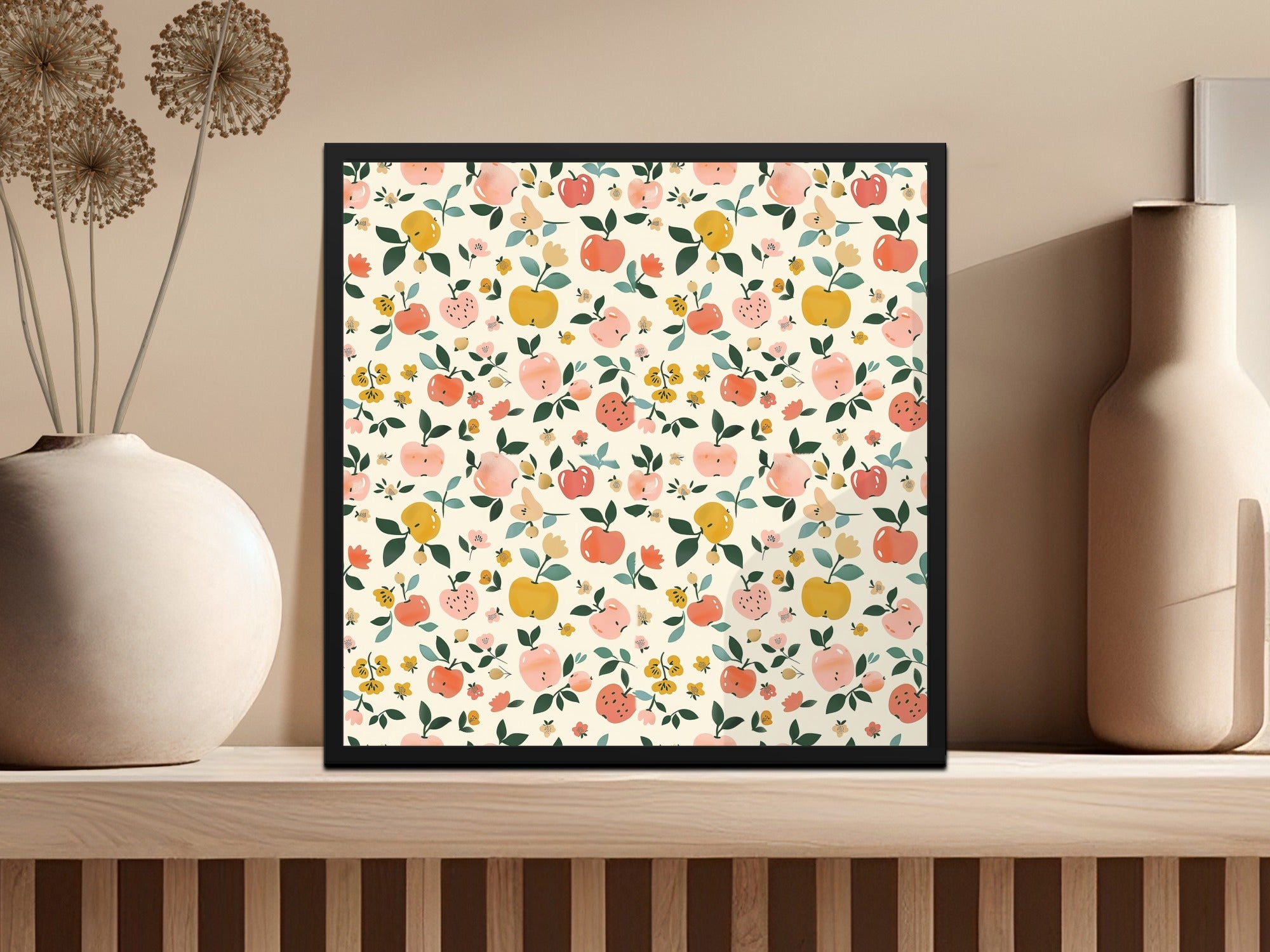 Teachers Background Cute Fall Apples Feminine Seamless Pattern Commercial Use Digital Paper Sublimation Design