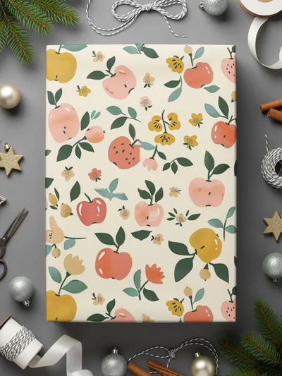 Teachers Background Cute Fall Apples Feminine Seamless Pattern Commercial Use Digital Paper Sublimation Design