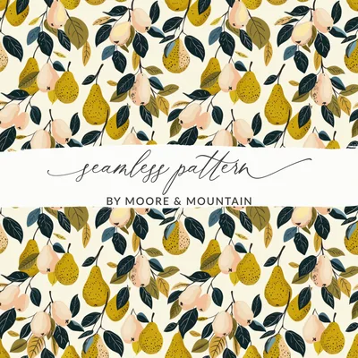 Fall Pears Seamless Pattern Commercial Use with License