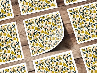 Fall Pears Seamless Pattern Commercial Use with License