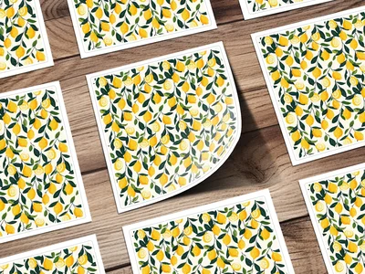 Gouache Lemons Background Seamless Pattern Girly Fruit Seamless Pattern PNG