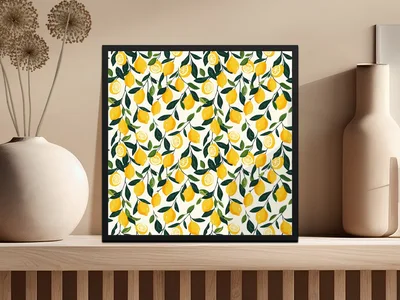 Gouache Lemons Background Seamless Pattern Girly Fruit Seamless Pattern PNG