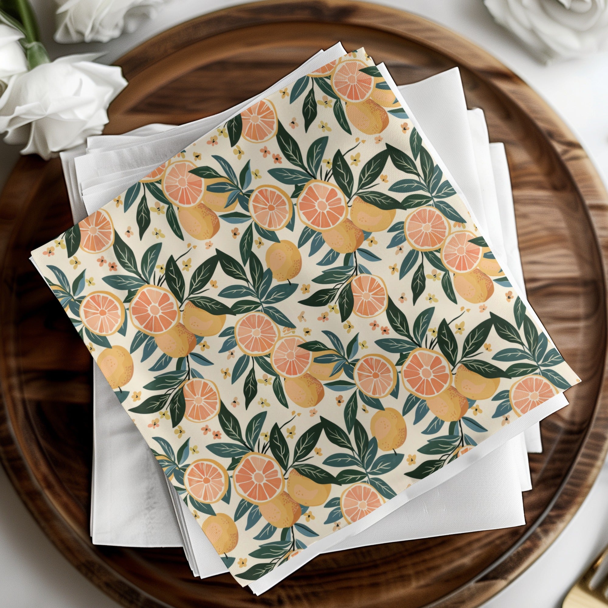 Feminine Citrus Seamless Pattern High Resolution Commercial Use