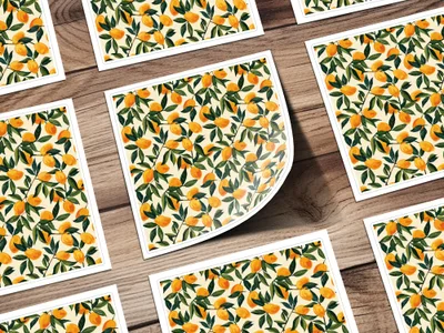 Cute Painterly Oranges Pattern PNG High Resolution Image