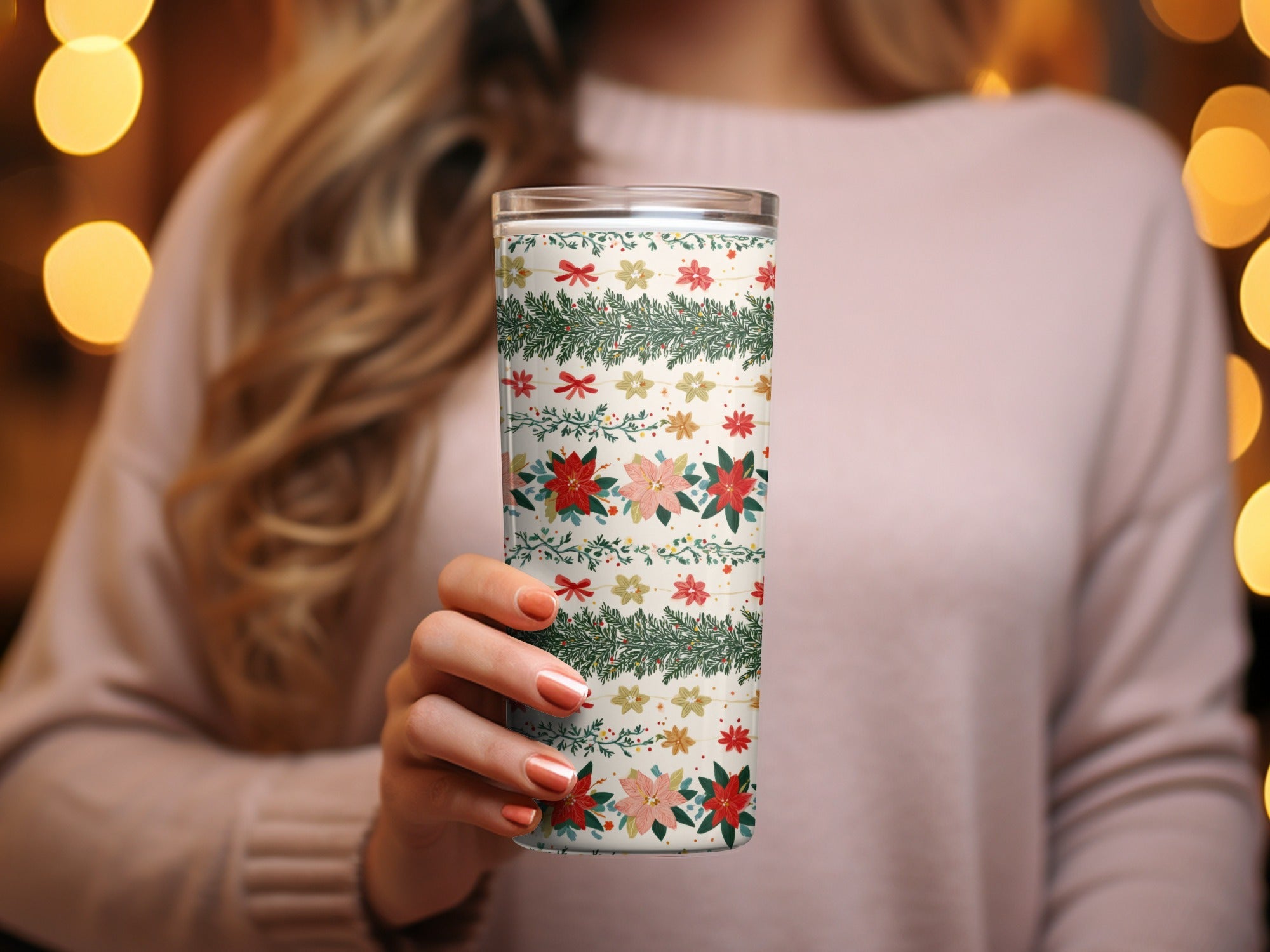 Festive Floral Christmas Theme Design Celebration Time Digital