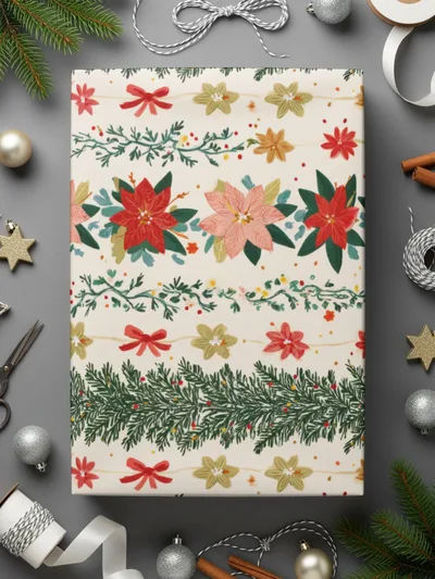 Festive Floral Christmas Theme Design Celebration Time Digital