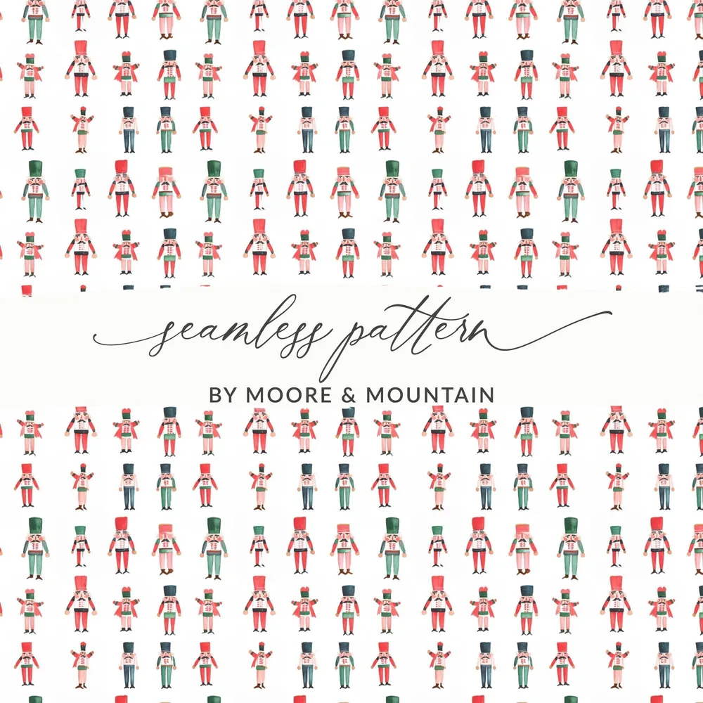 Festive Nutcrackers Pattern Repeating Background Image Digital