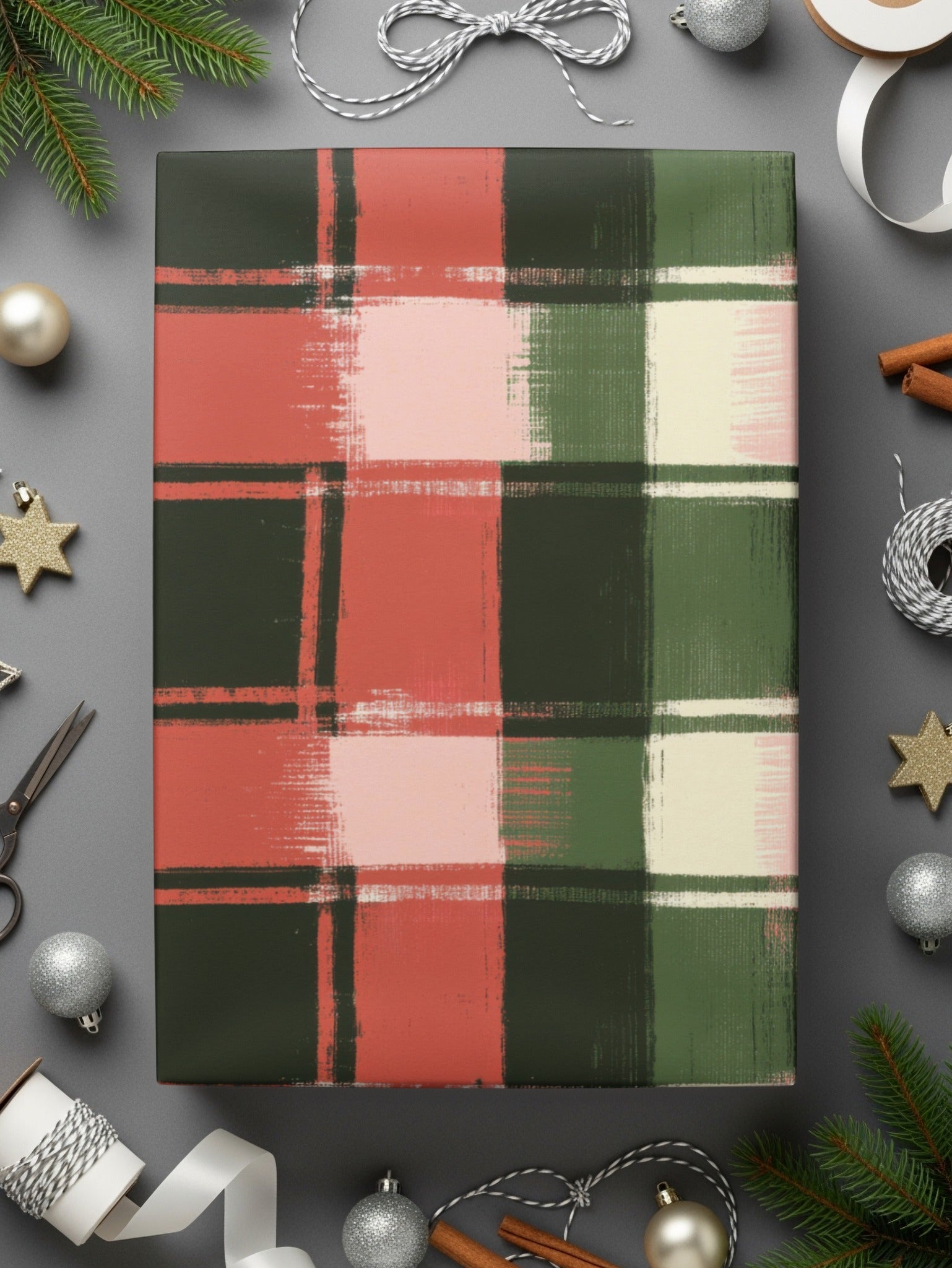 Festive Plaid Red Green Digital Download | Christmas Plaid Digital Image | Holiday Plaid Pattern | Printable Holiday Decor