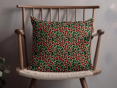 Festive Red and Green Christmas Leopard Print Seamless Pattern Background Digital