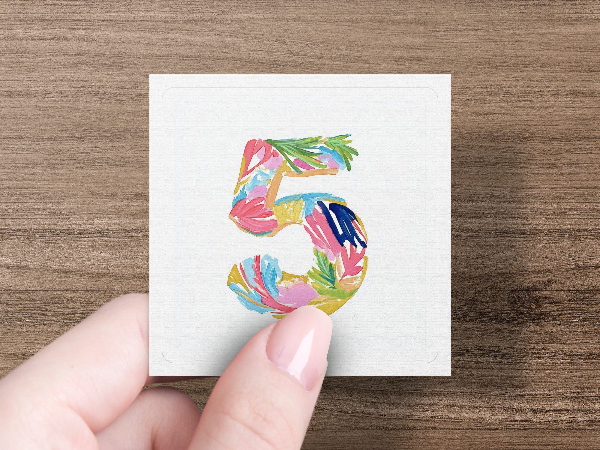 Fifth Birthday Number 5 SVG Digital File, Preppy Clip Art, Abstract Paint Stroke Art PNG, Milestone Celebration Decor, Instant Download