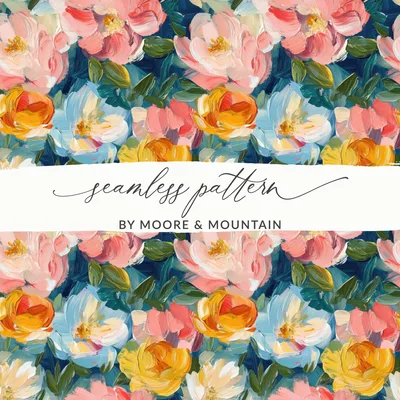 Fine Art Abstract Painted Floral Pattern for Spring Design