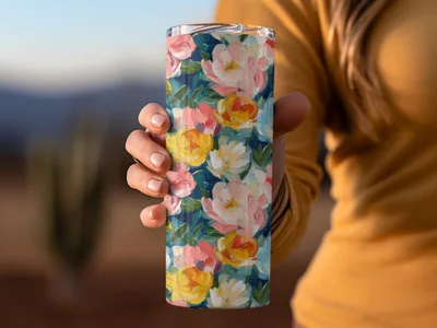 Fine Art Abstract Painted Floral Pattern for Spring Design