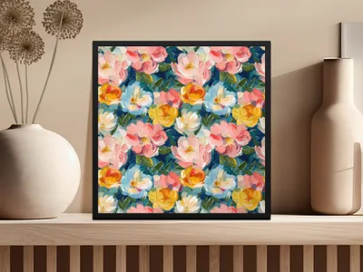 Fine Art Abstract Painted Floral Pattern for Spring Design